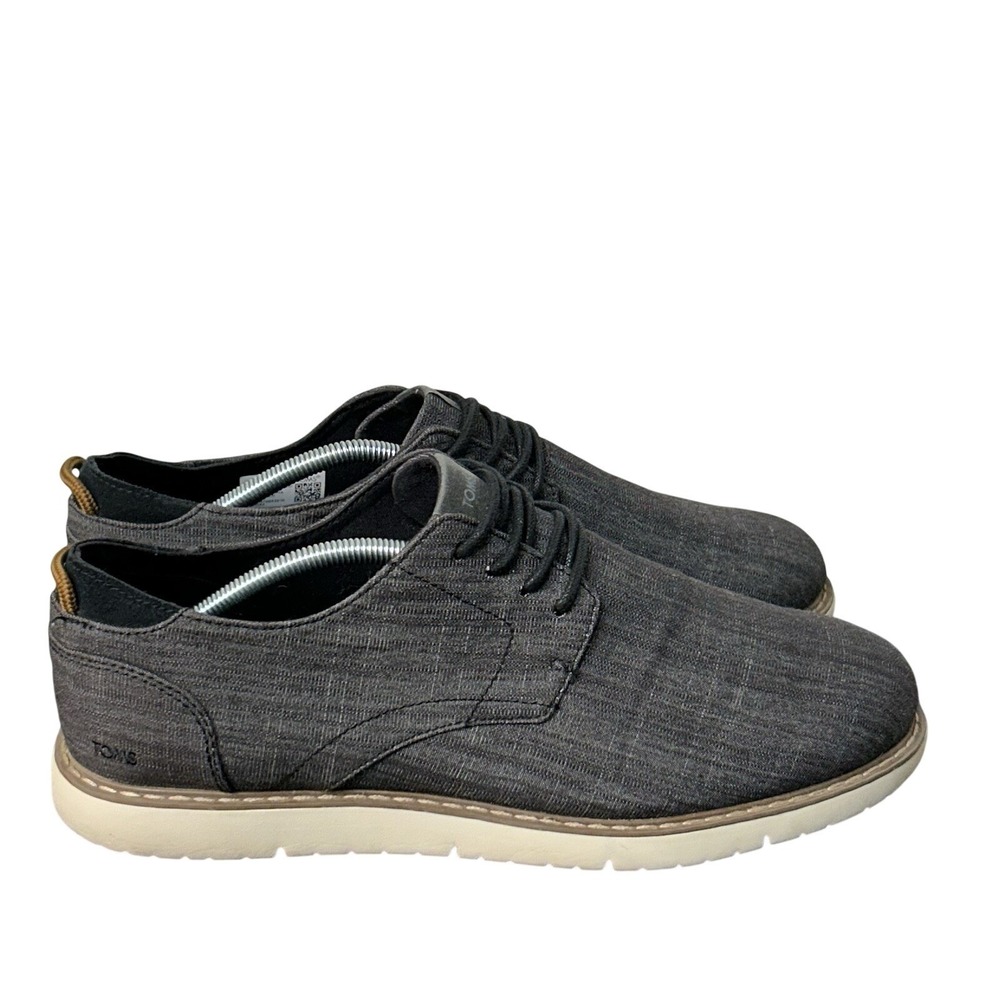 TOMS Shoes Men's Navi Oxford Sneakers Gray Canvas Lace Up Round Toe Shoes Sz 12